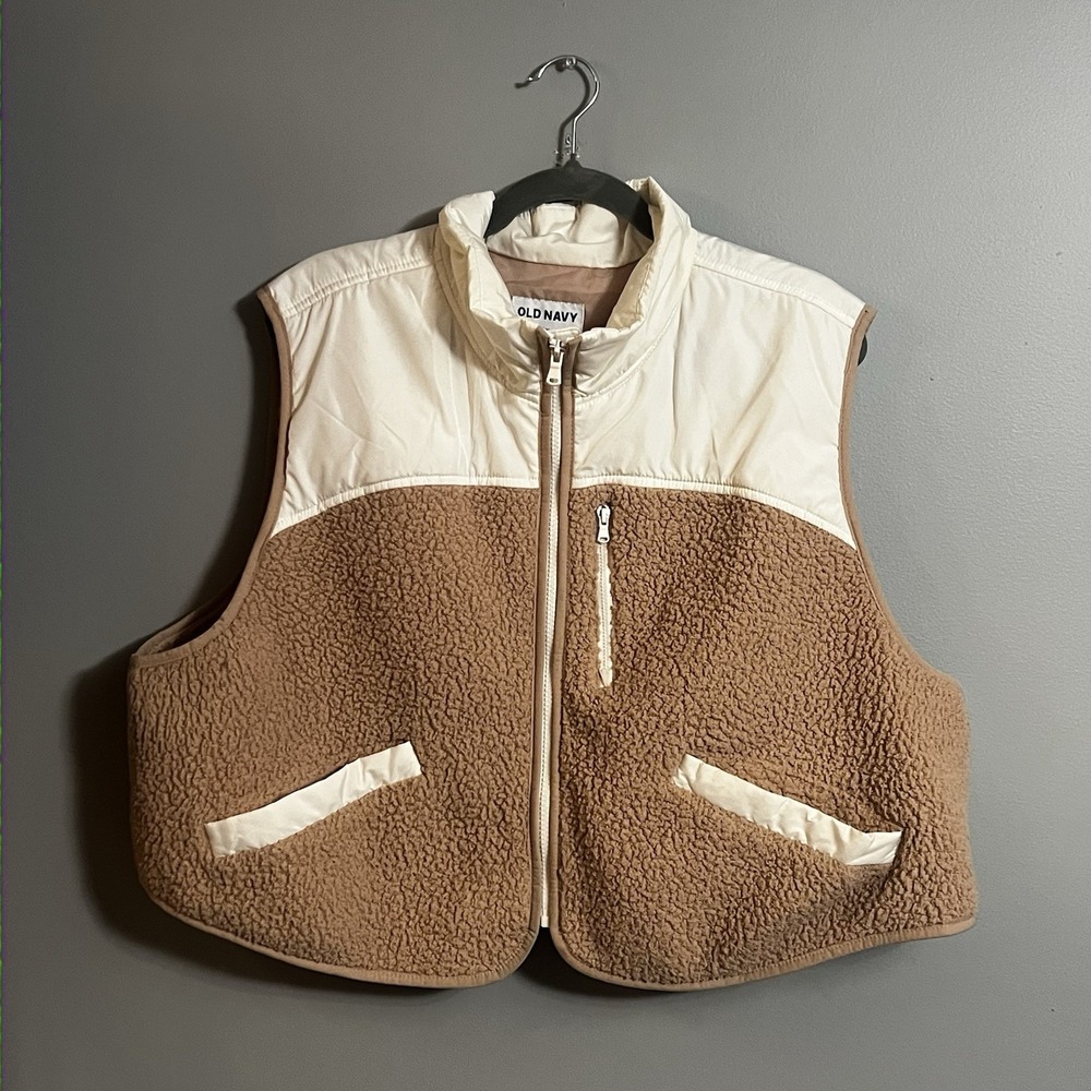 Sherpa Vest Old Navy Women's Size XXL Tan Ivory Cream Fall Cozy Plus Size